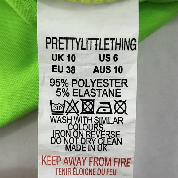 PRETTYLITTLETHING Neon Green Buckle Strap Crop Top. Size 6 - Picture 4 of 6